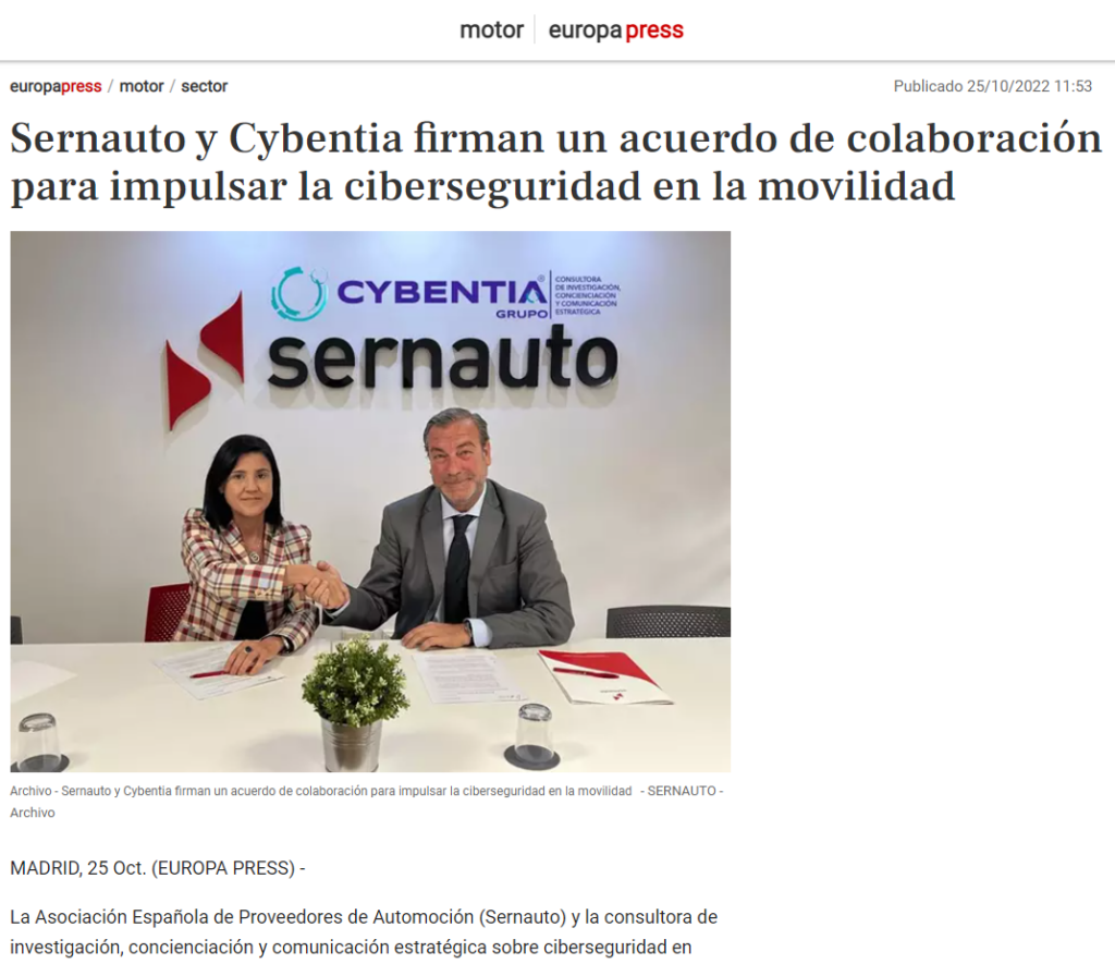 Noticia SERNAUTO CYBENTIA