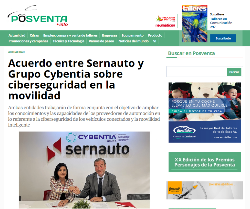 posventa anuncia SERNAUTO CYBENTIA